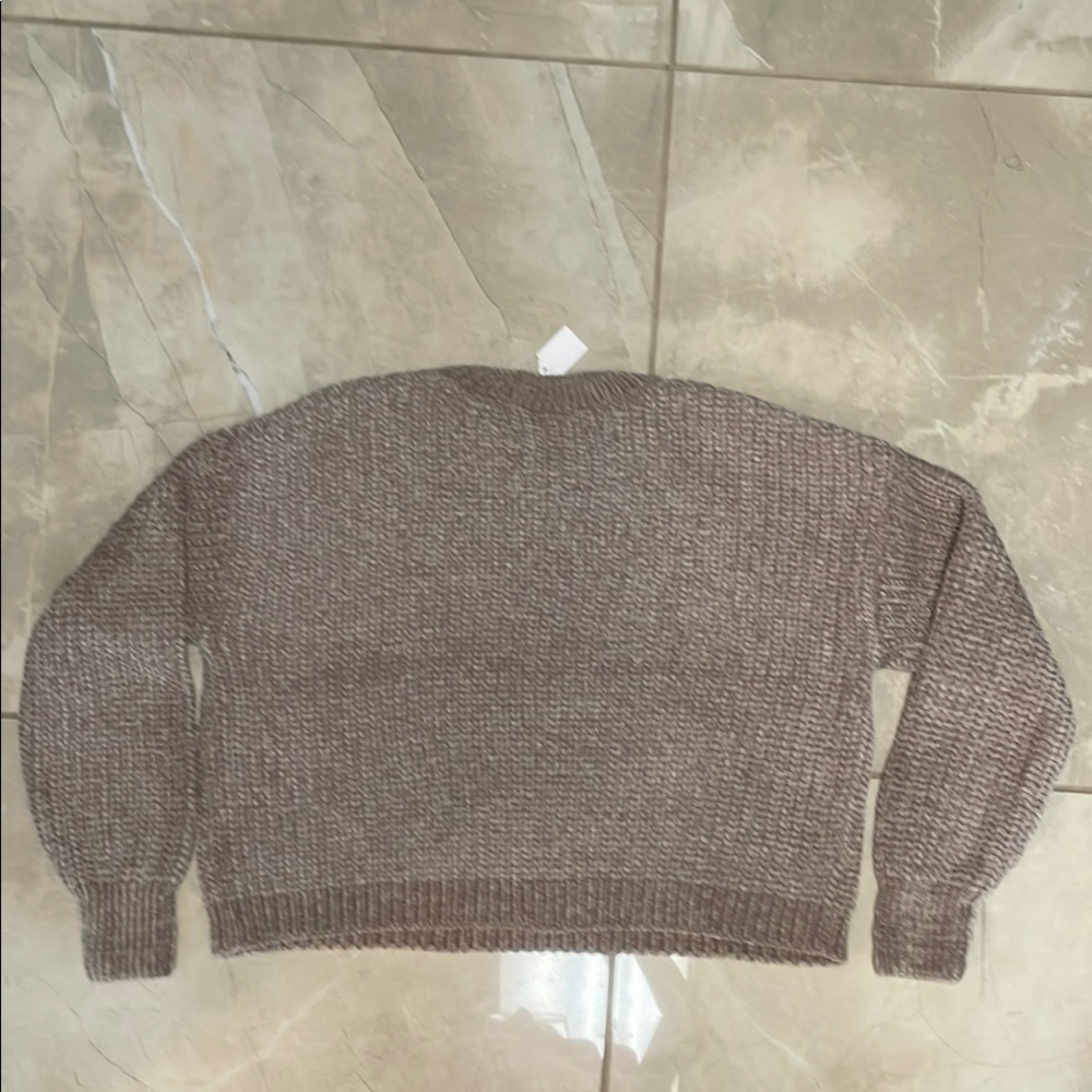 Zenana Outfitters Cozy V-Neck Sweater in Taupe Super Soft Crop - Picture 5 of 5